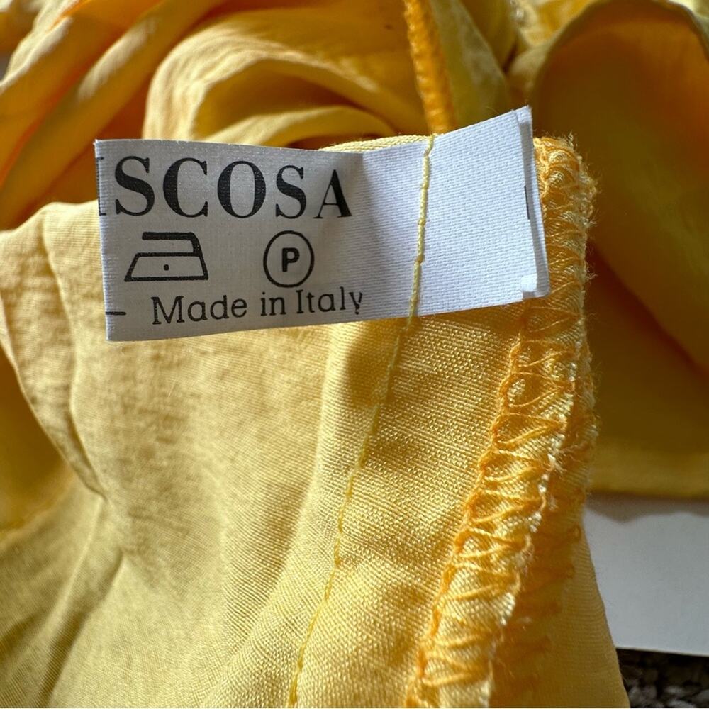 Vintage Yellow Safari Utility Blouse Cinched Waist Resort Top Old Money Italy - Picture 5 of 11